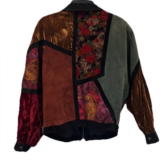 Vintage Brandon Thomas, patchwork bomber jacket. 80s. Leather. Woman’s size S. - Picture 4 of 14